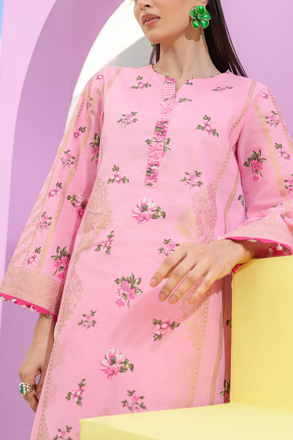 2 Piece Gold Printed Lawn Suit - Image 2