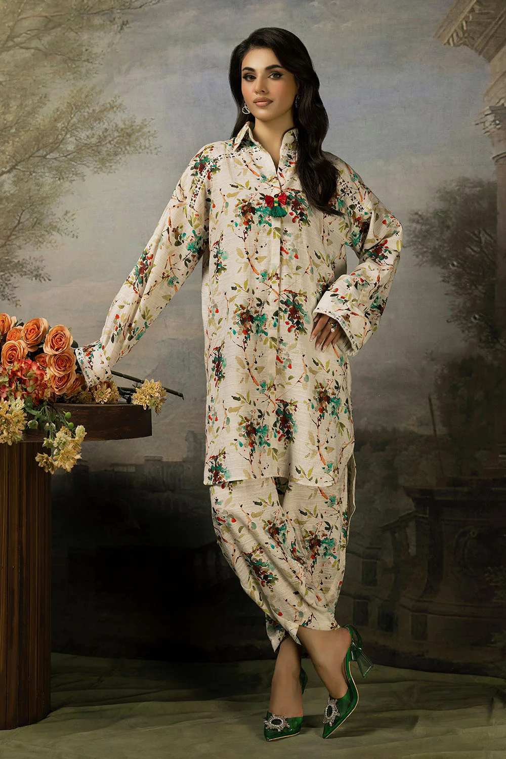 2 Piece Printed Jacquard Slub Khaddar Shirt and Trouser - Image 6