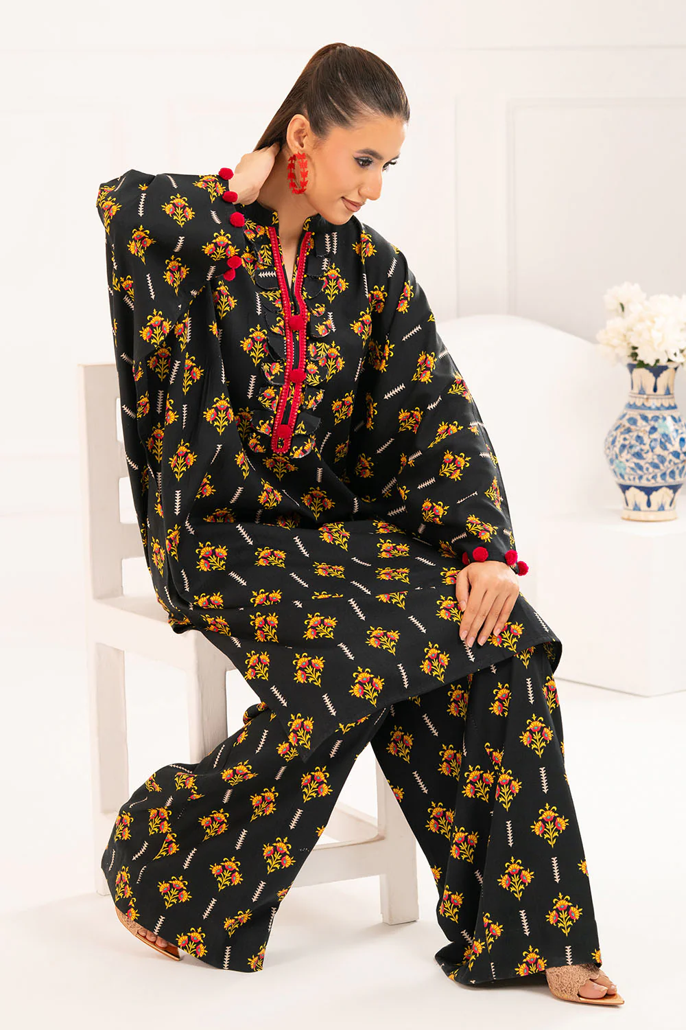 2 Piece Printed Slub Viscose Suit - Image 3