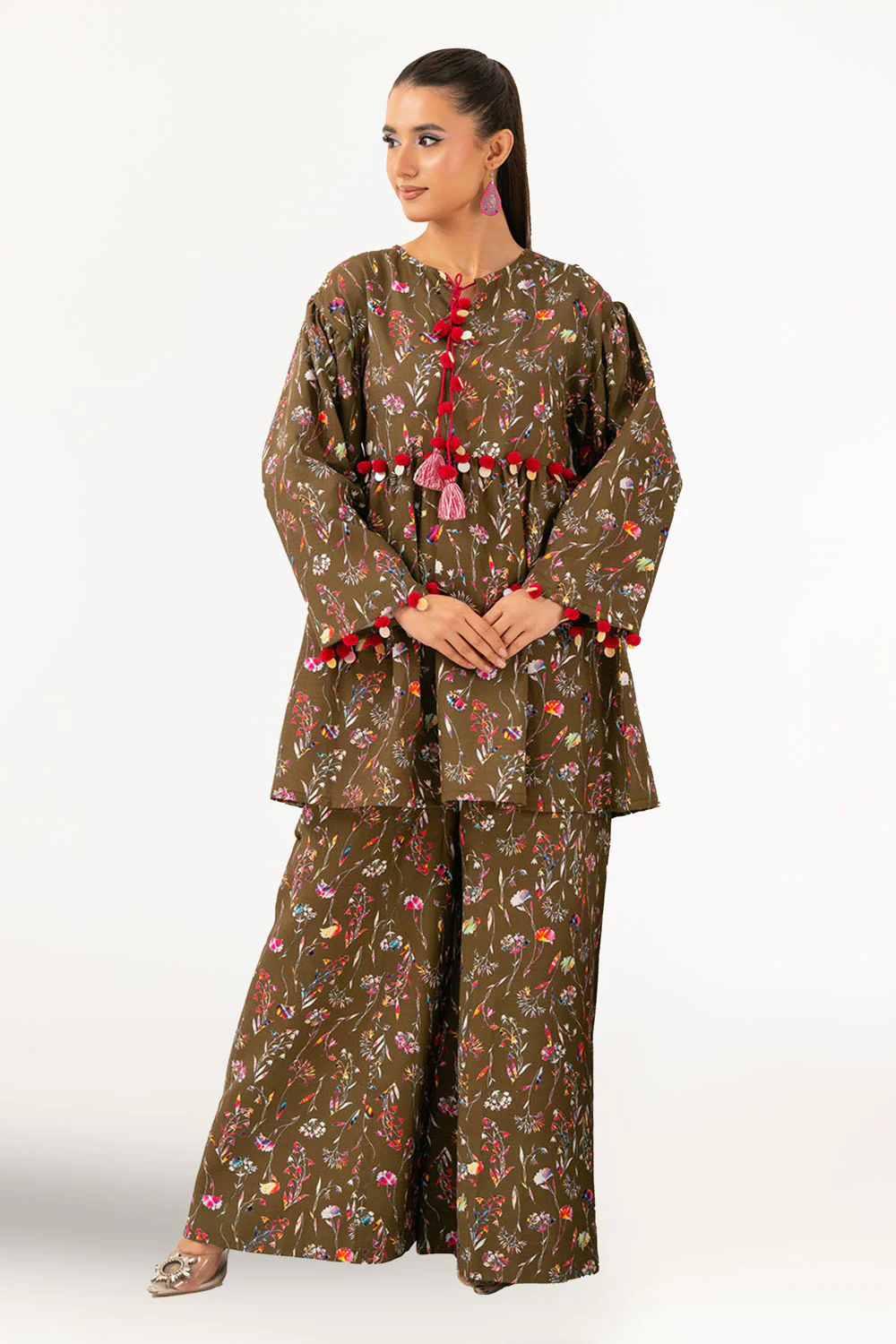 2 Piece Printed Slub Viscose Suit