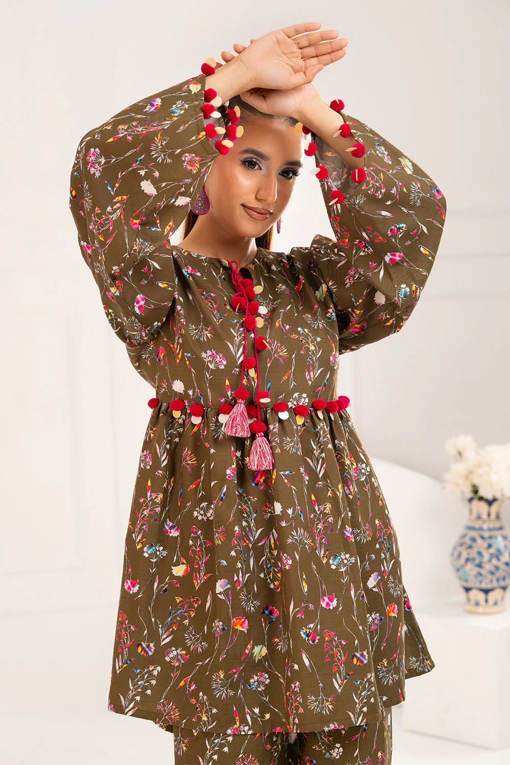 2 Piece Printed Slub Viscose Suit - Image 2