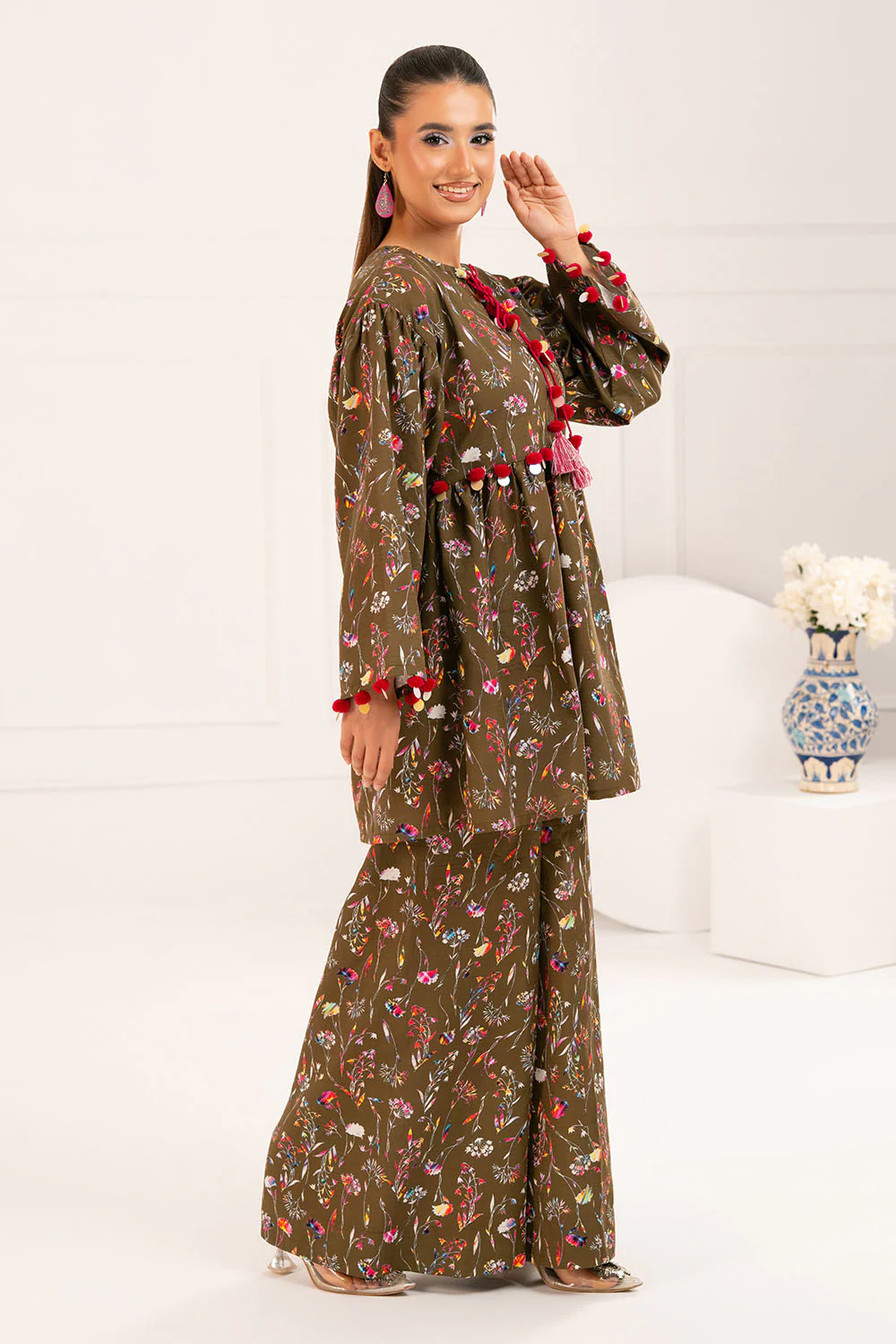2 Piece Printed Slub Viscose Suit - Image 5