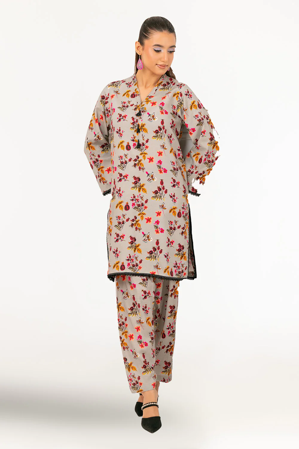 2 Piece Printed Slub Viscose Suit