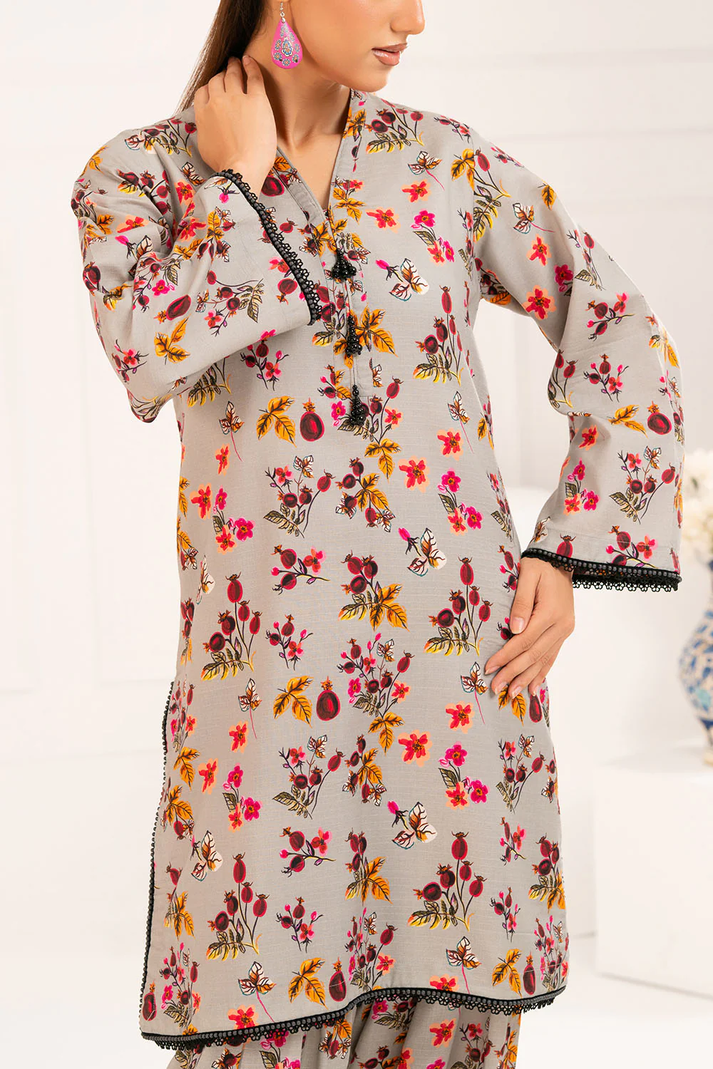 2 Piece Printed Slub Viscose Suit - Image 2