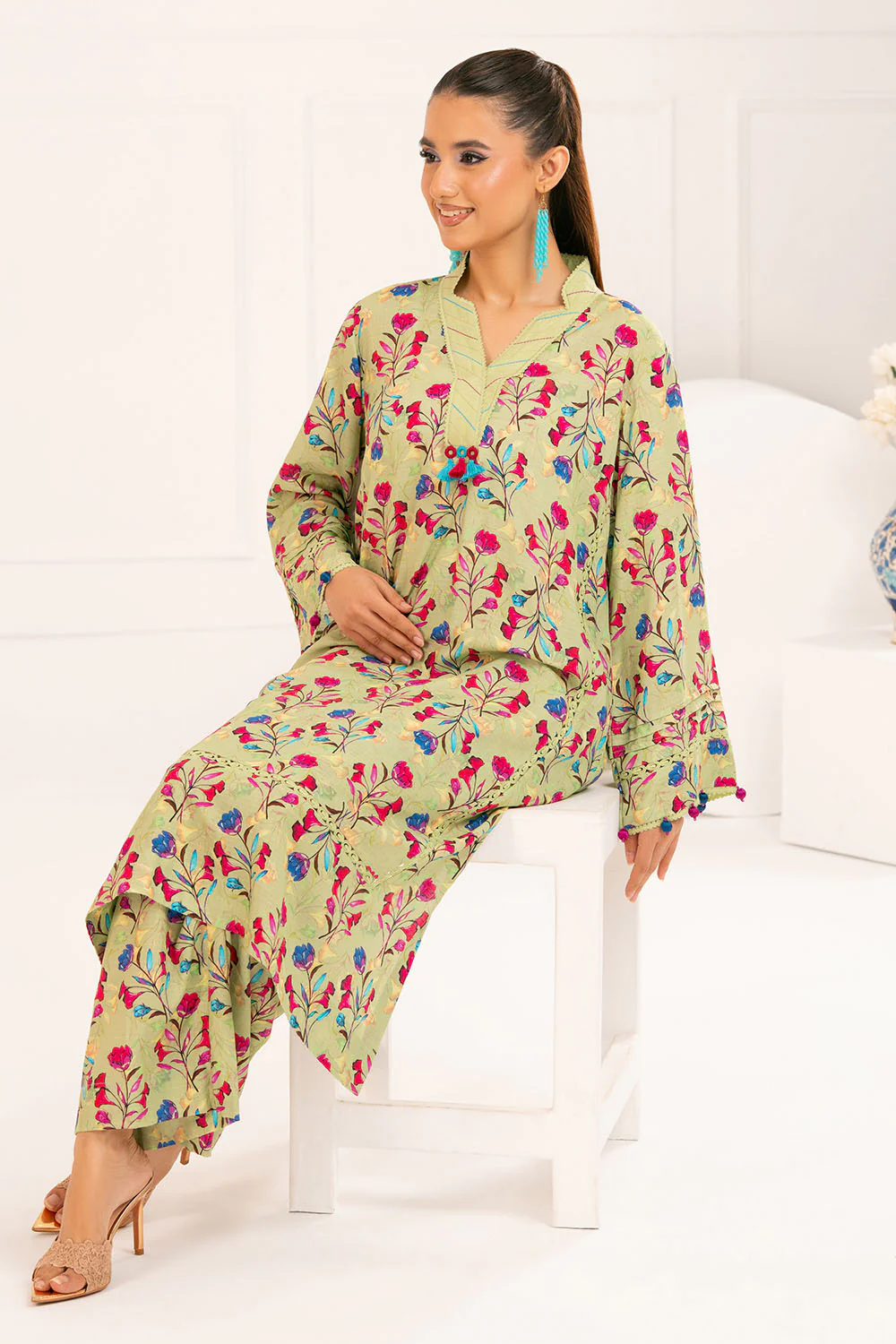 2 Piece Printed Slub Viscose Suit - Image 3