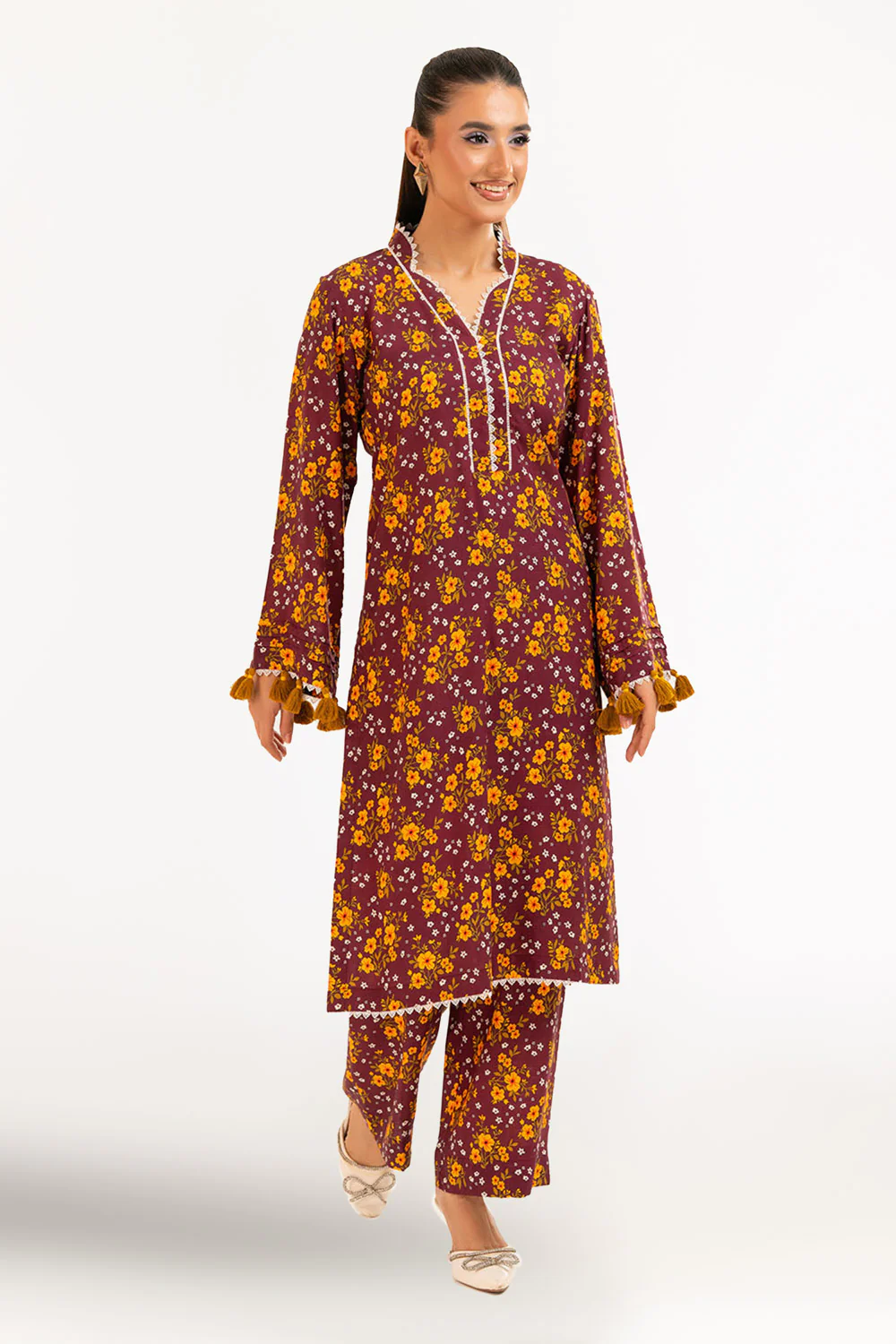 2 Piece Printed Slub Viscose Suit