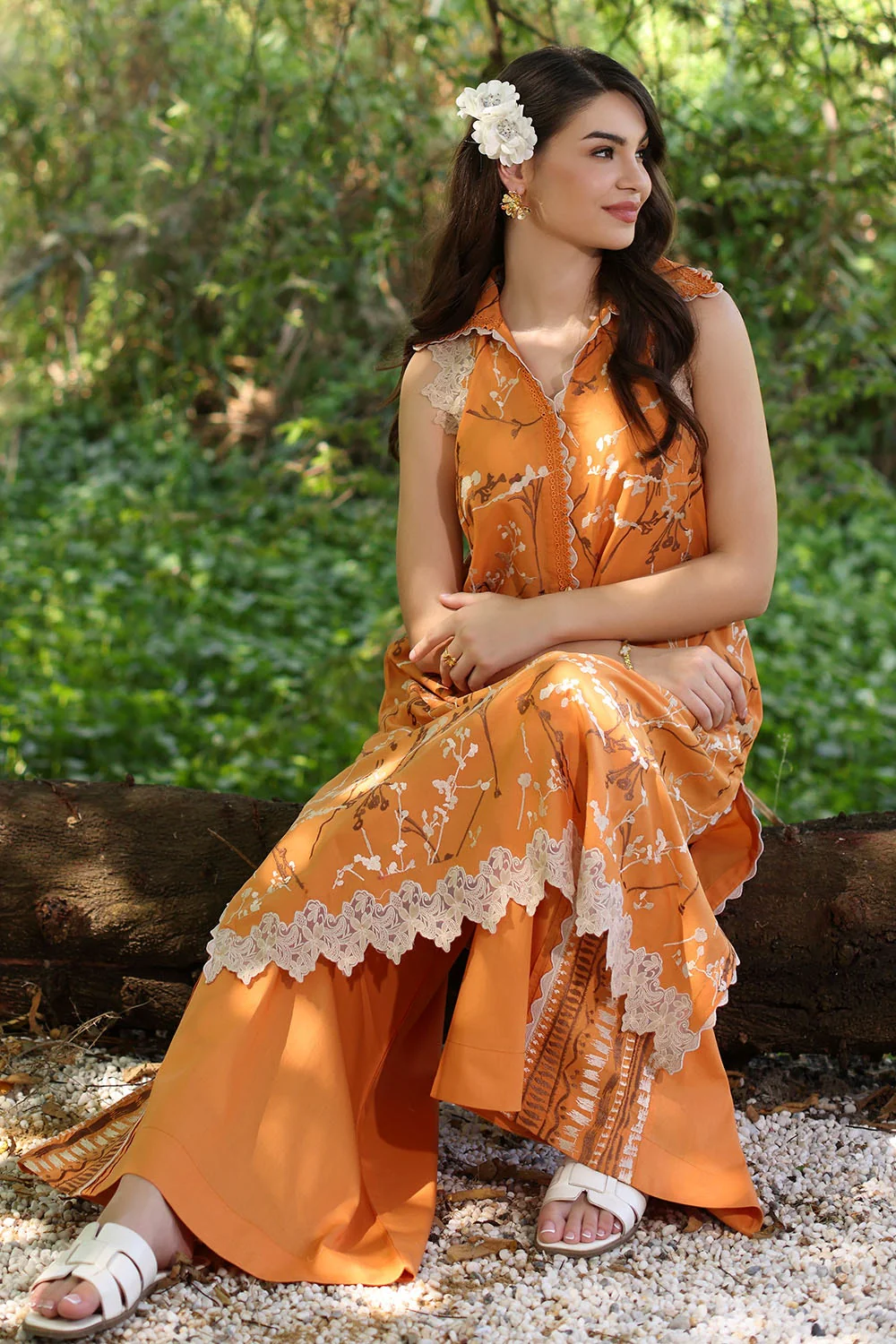 2 Piece Unstitched Embroidered Lawn Shirt with Dyed Trouser - Image 3