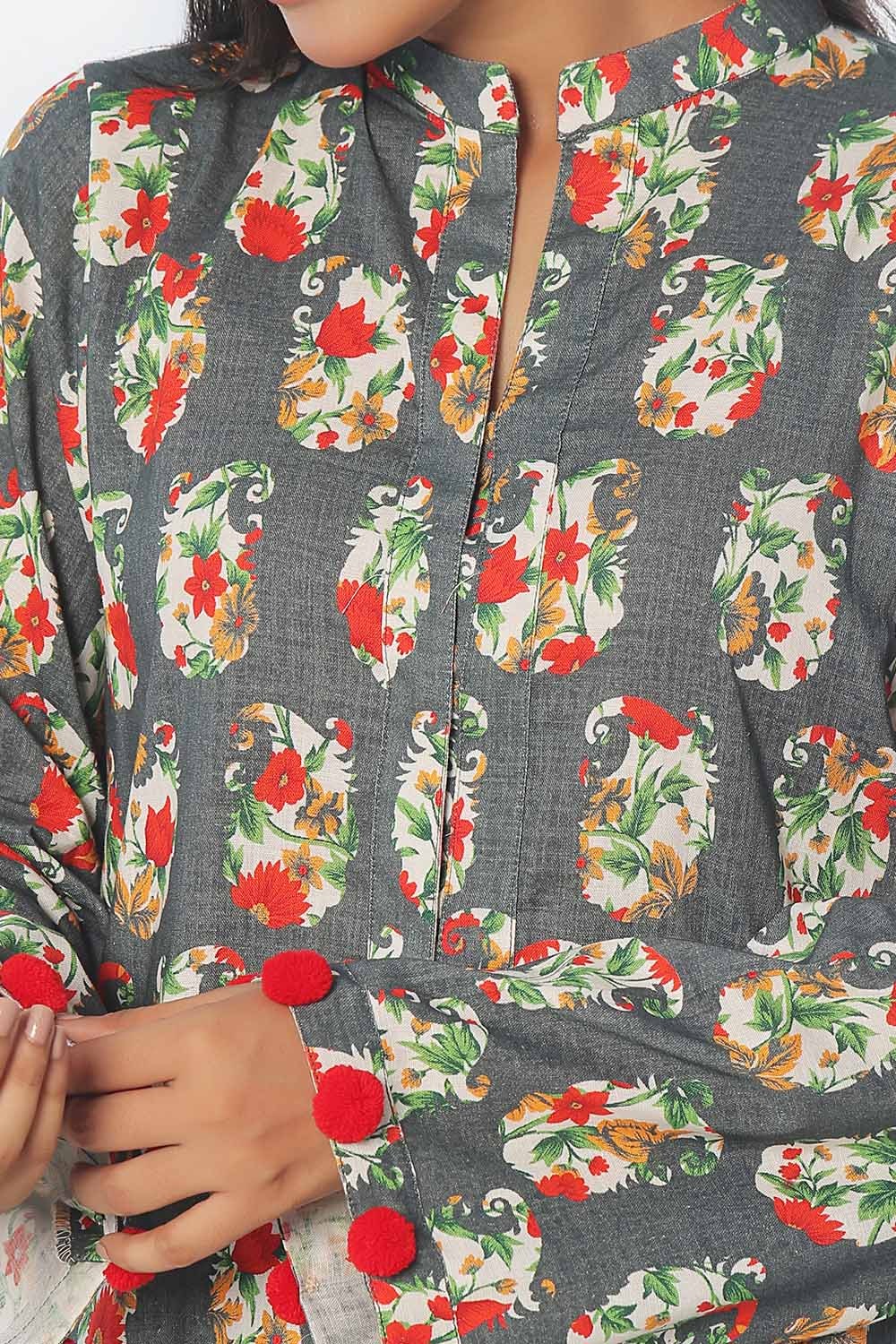 2 Piece Unstitched Printed Khaddar Suit - Image 2