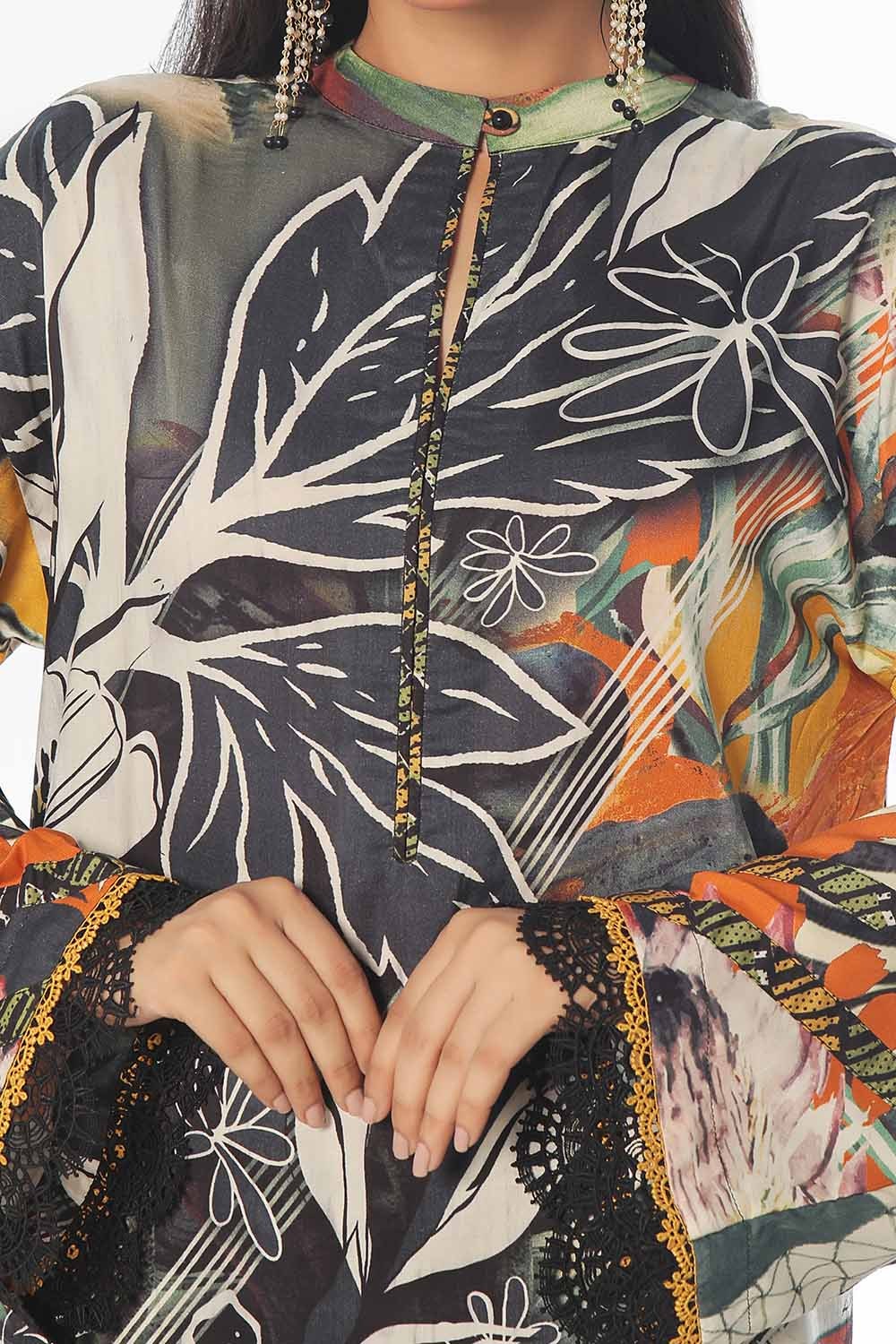 2 Piece Unstitched Printed Linen Suit - Image 2