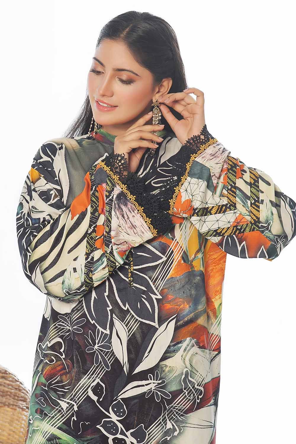 2 Piece Unstitched Printed Linen Suit - Image 3