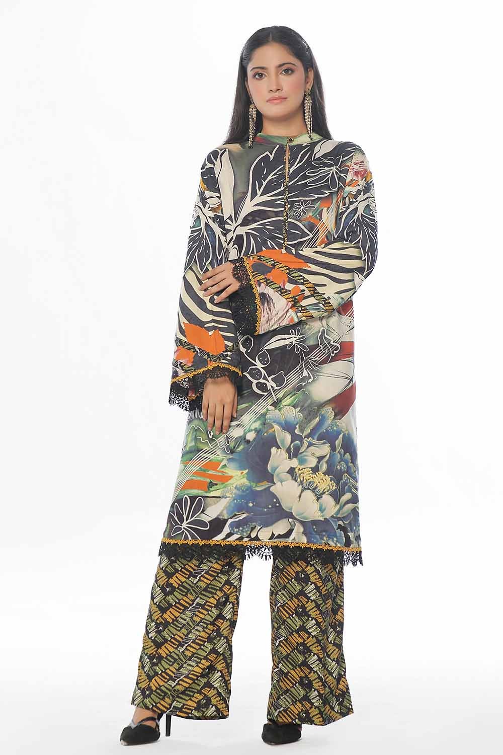 2 Piece Unstitched Printed Linen Suit - Image 5