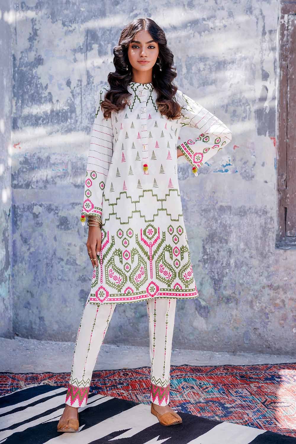 2 Piece Unstitched Jacquard Printed Suit with Lawn Trouser - Image 3
