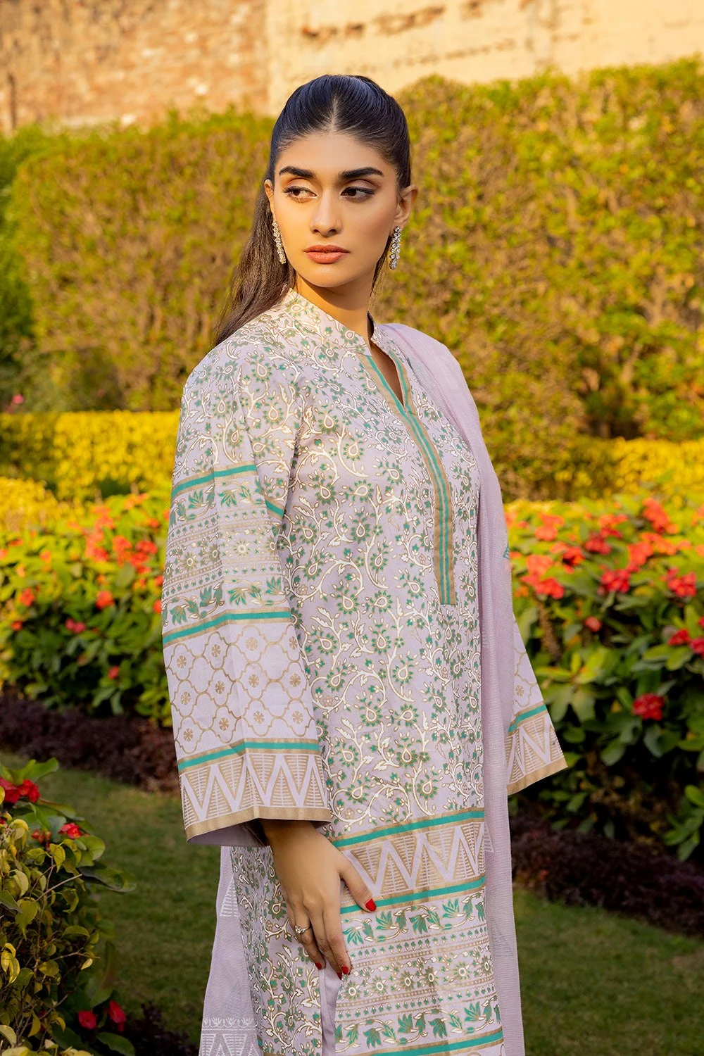 3 Piece Corduroy Block Printed Suit - Image 5