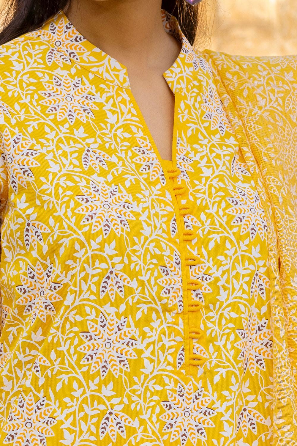 3 Piece Corduroy Block Printed Suit - Image 2