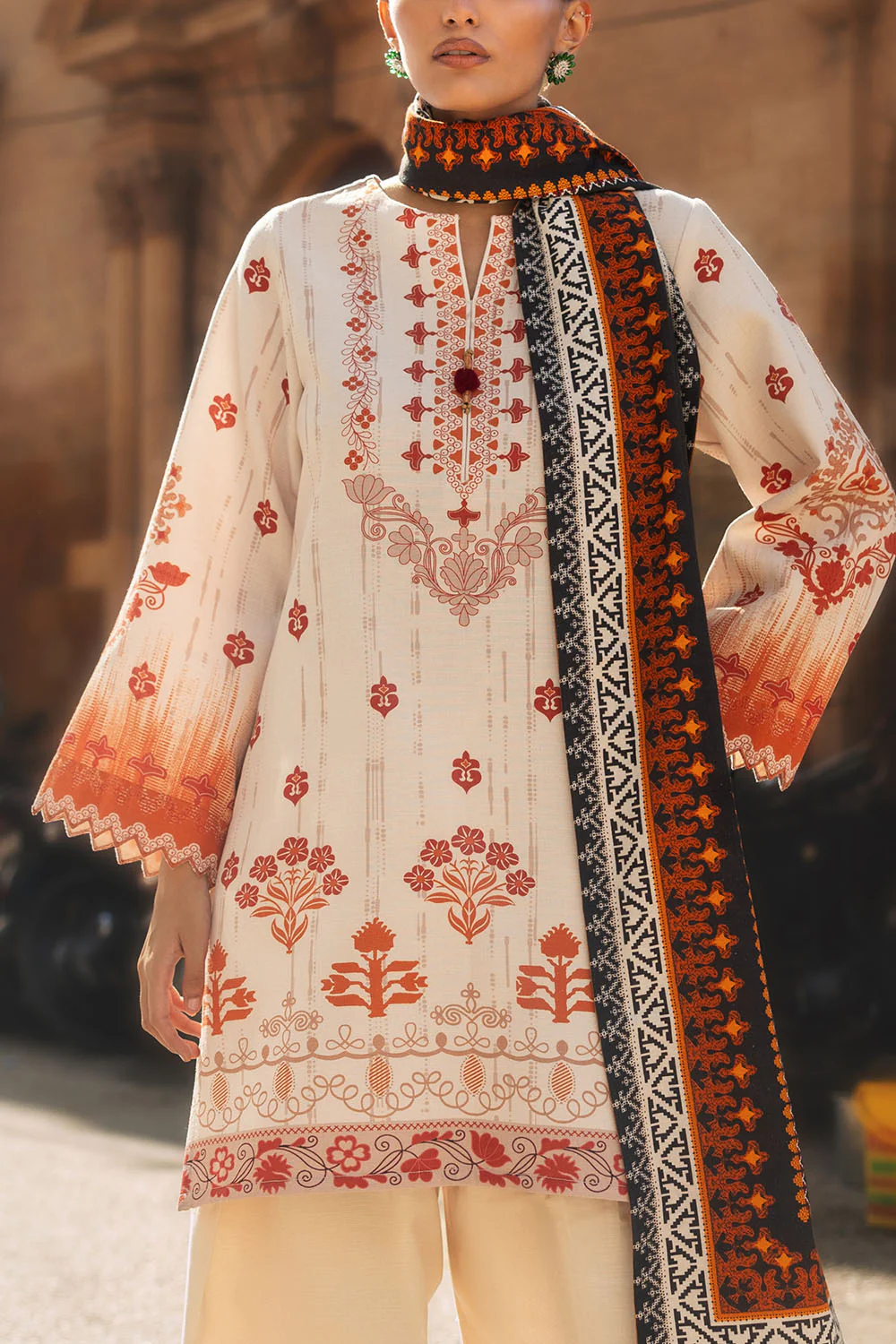 3 Piece Digital Printed Linen Khaddar Suit with Dupatta - Image 2