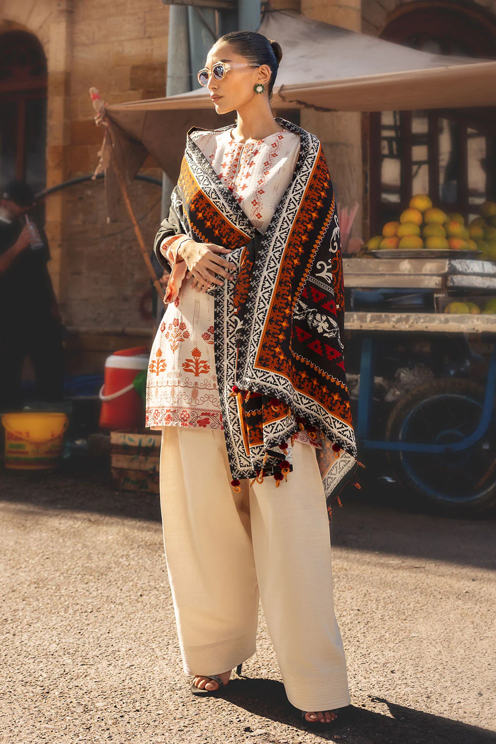 3 Piece Digital Printed Linen Khaddar Suit with Dupatta - Image 3