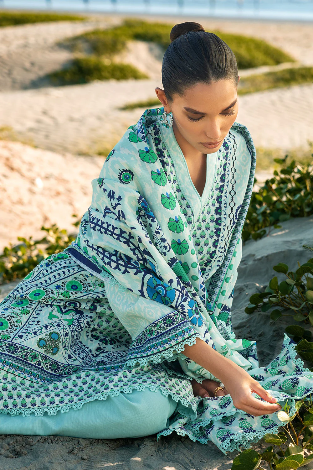 3 Piece Digital Printed Linen Khaddar Suit with Dupatta - Image 3