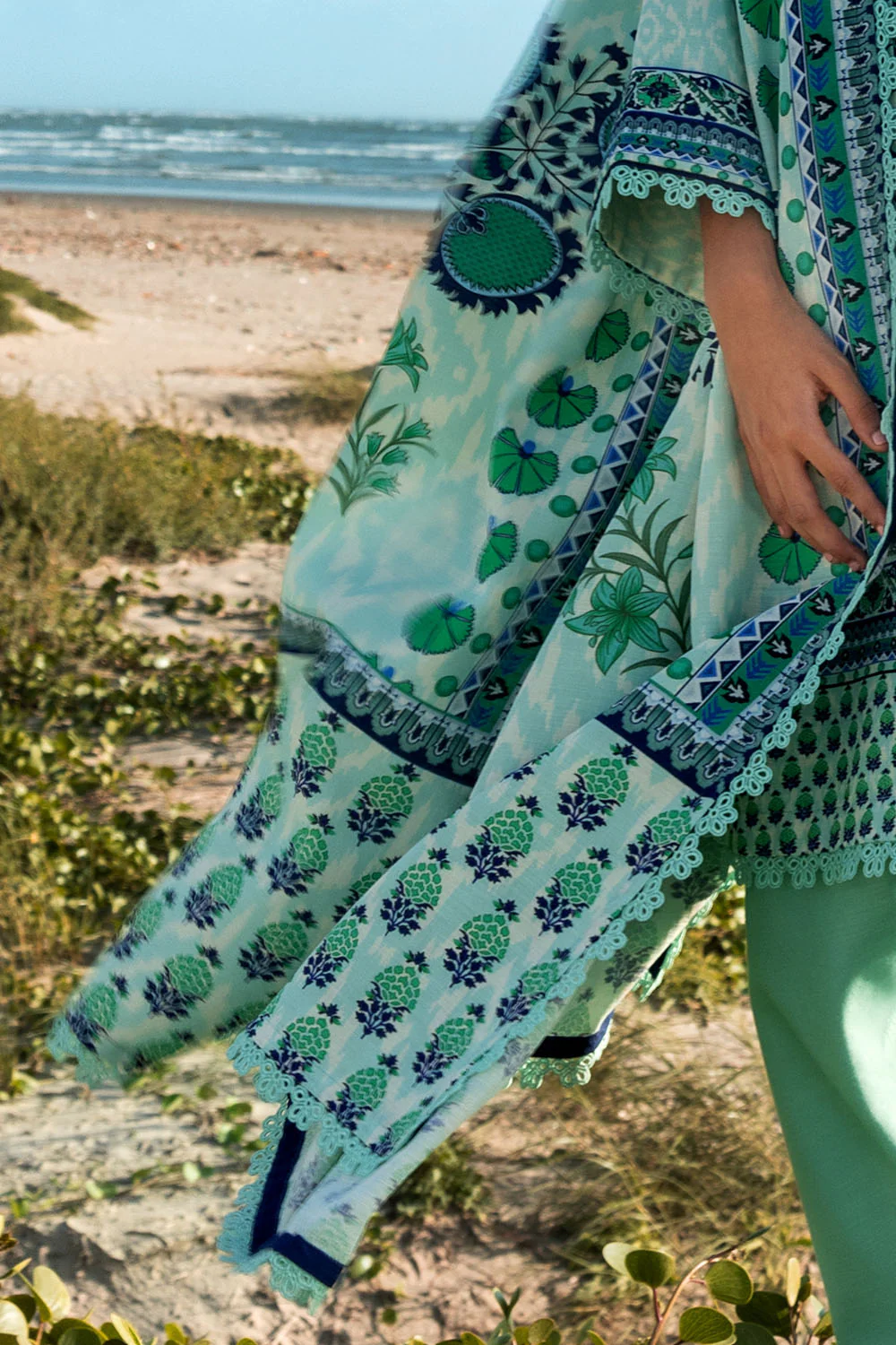 3 Piece Digital Printed Linen Khaddar Suit with Dupatta - Image 5