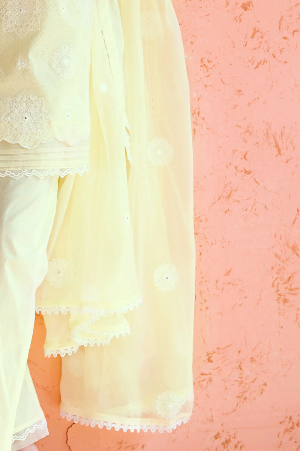 3 Piece Embroidered Cotton Lawn Suit with Embroidered Chiffon Dupatta - Image 5