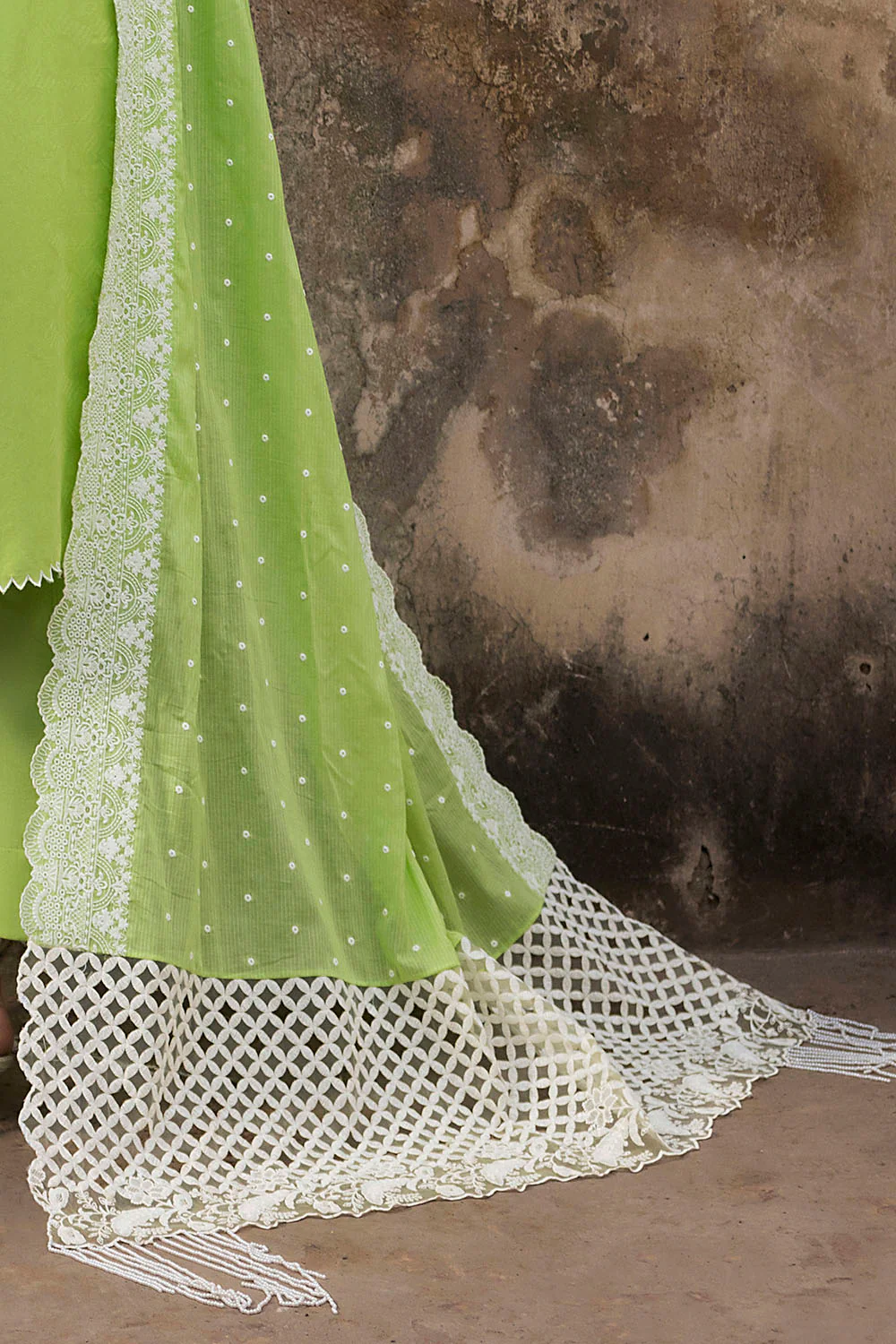 3 Piece Embroidered Jacquard Suit with Embroidered Denting Dupatta - Image 6