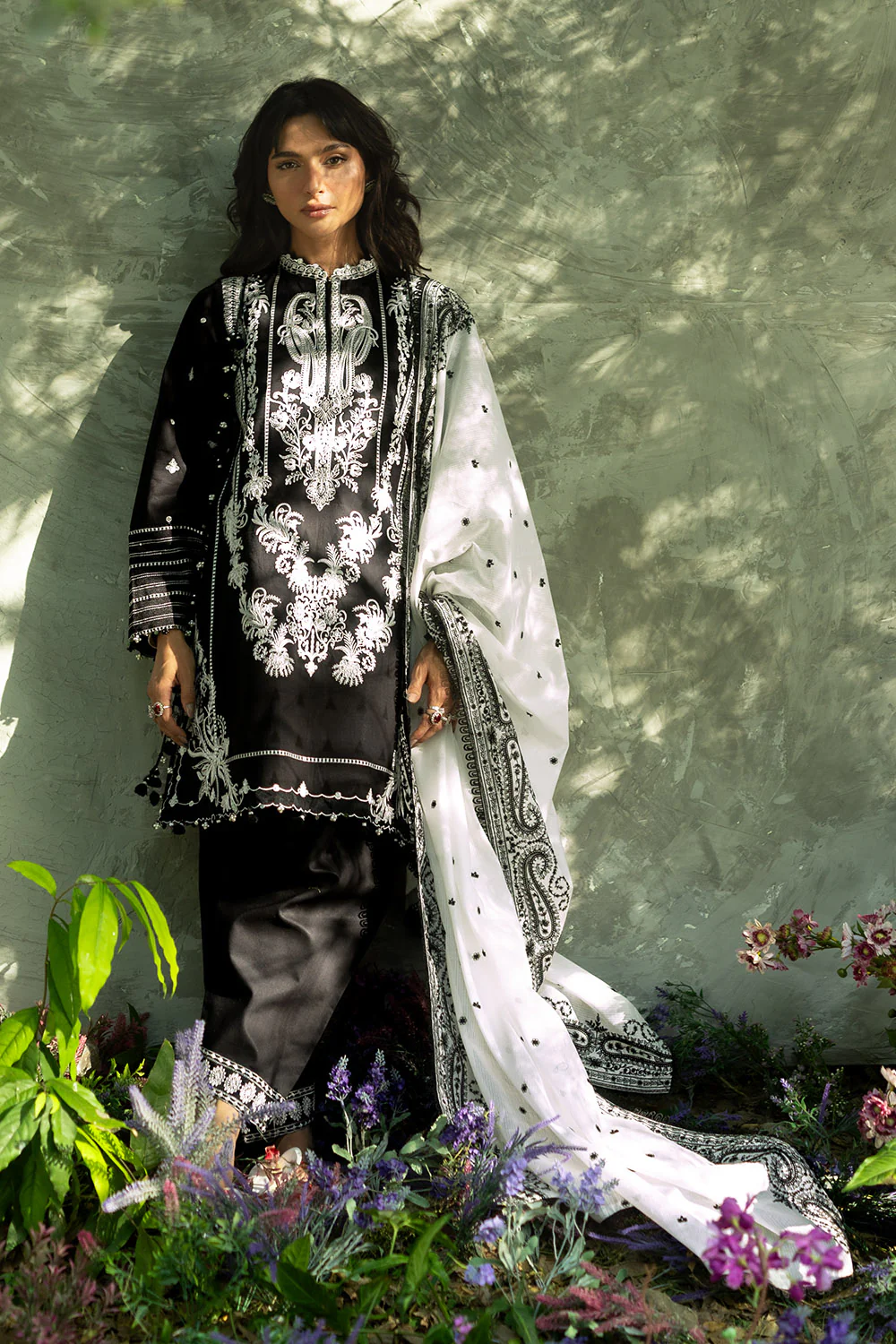 3 Piece Embroidered Jacquard Suit with Embroidered Organza Borders and Embroidered Denting Lawn Dupatta - Image 6