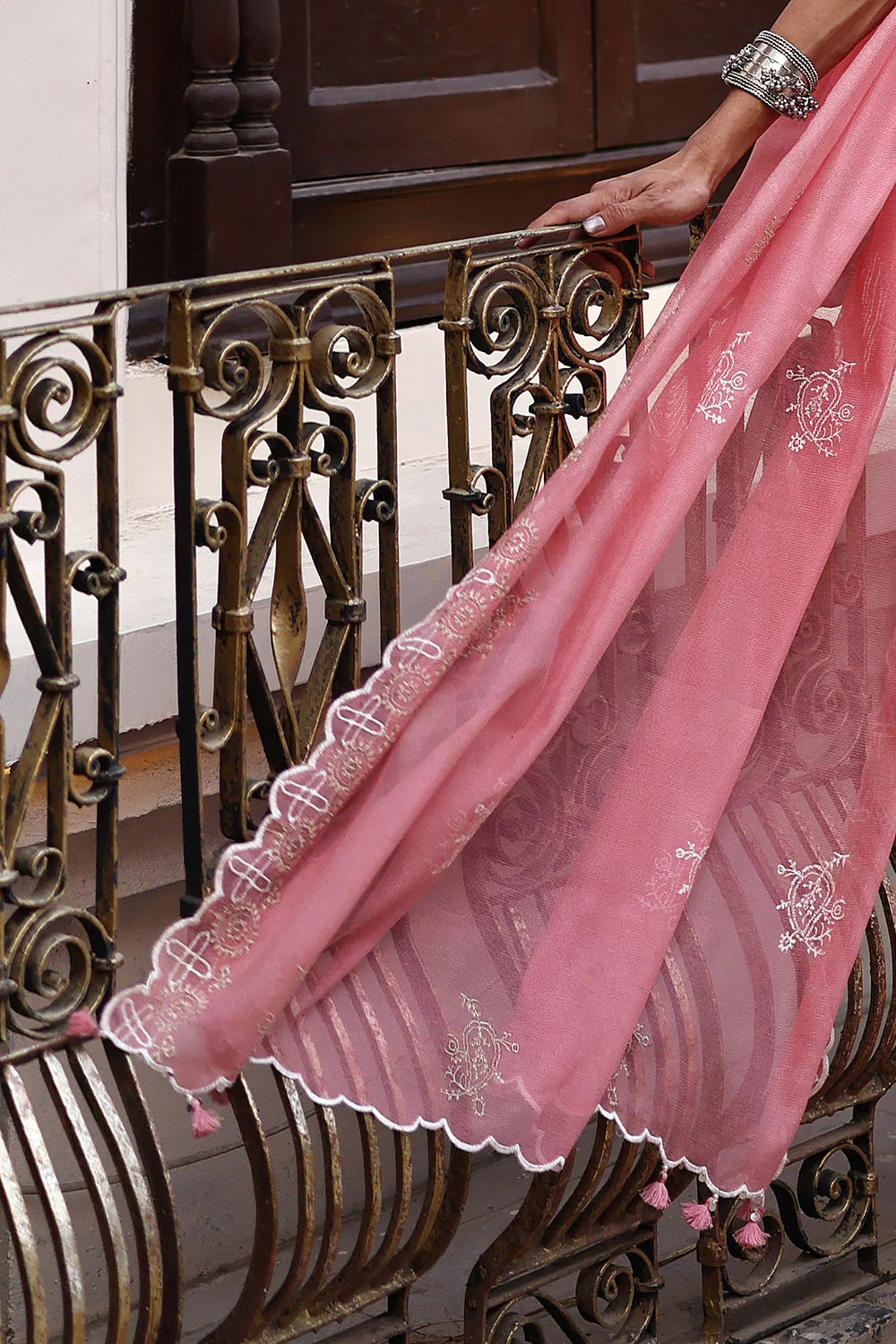 3 Piece Embroidered Lawn Suit with Borders and Embroidered Cotton Net Dupatta - Image 6