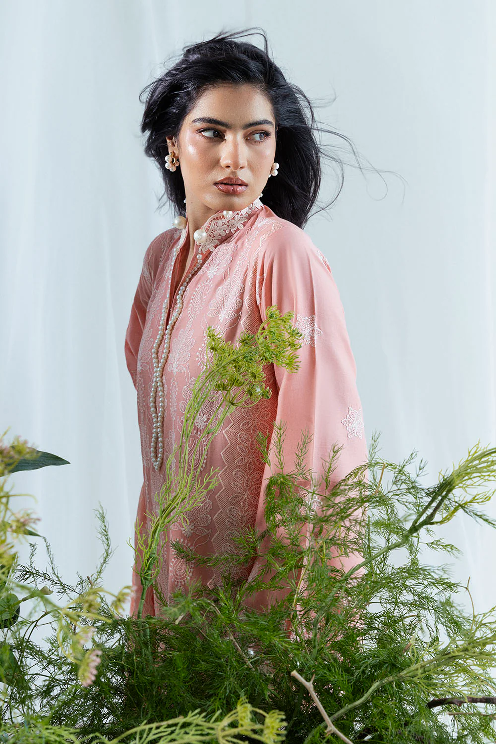 3 Piece Embroidered Lawn Suit with Borders and Silk Dupatta - Image 4