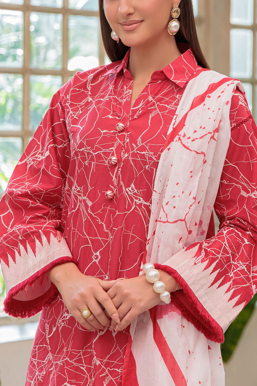 3 Piece Embroidered Lawn Suit with Dupatta - Image 2