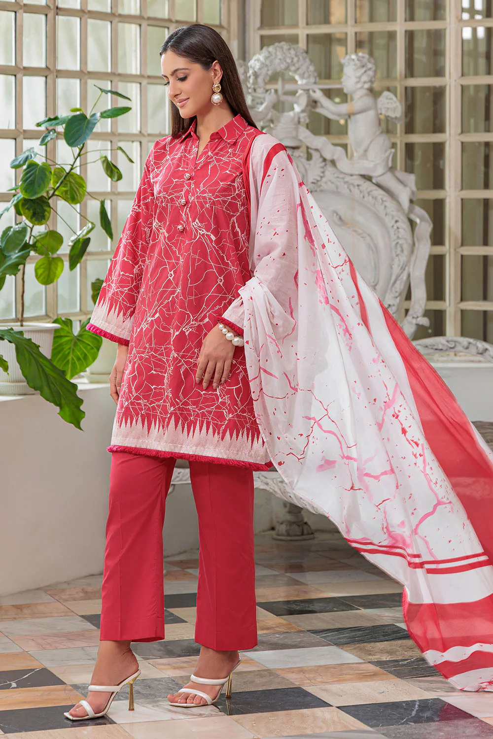 3 Piece Embroidered Lawn Suit with Dupatta - Image 3