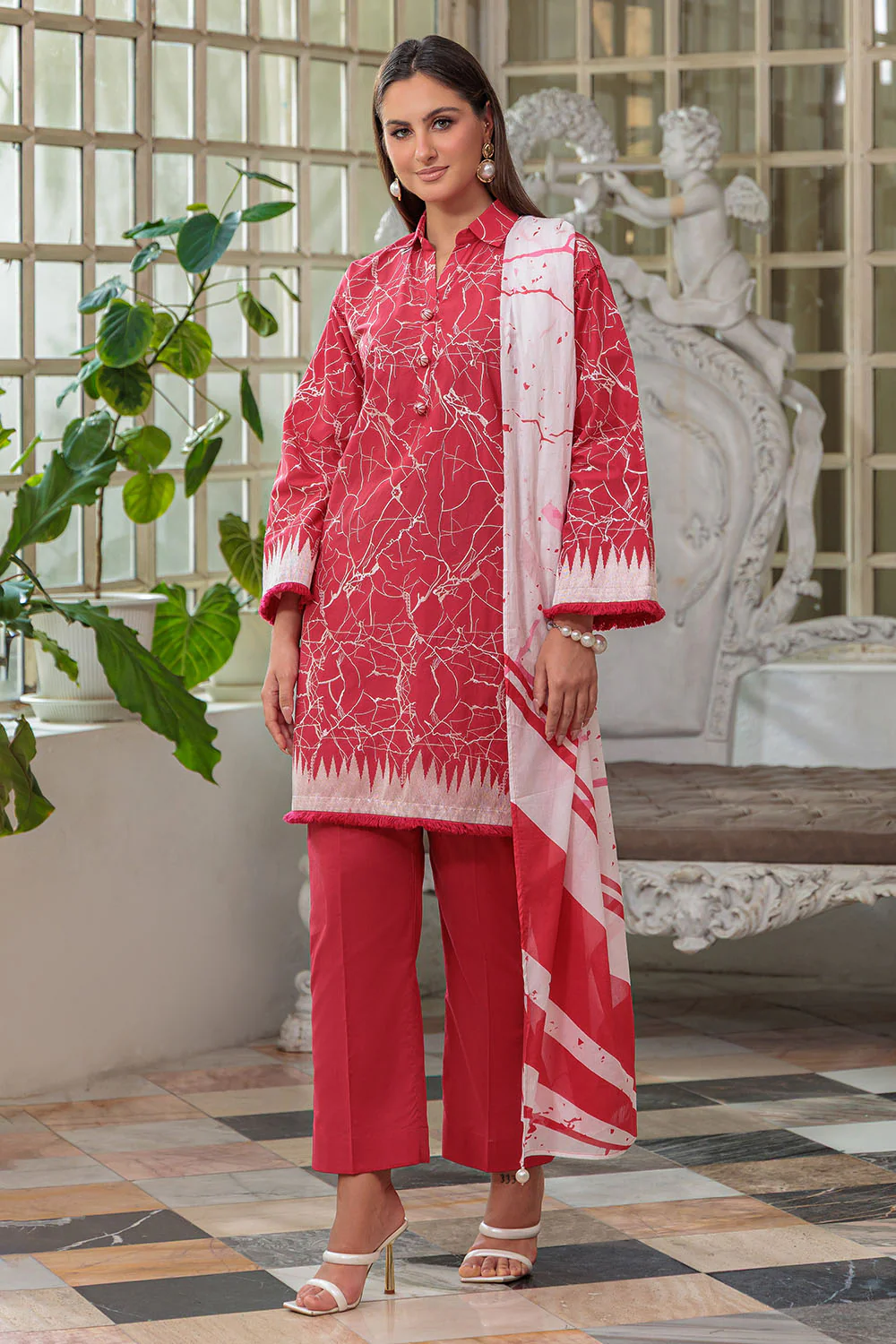 3 Piece Embroidered Lawn Suit with Dupatta - Image 6