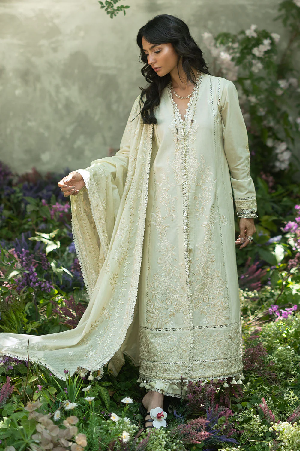 3 Piece Embroidered Lawn Suit with Embroidered Borders and Embroidered Denting Lawn Dupatta - Image 7