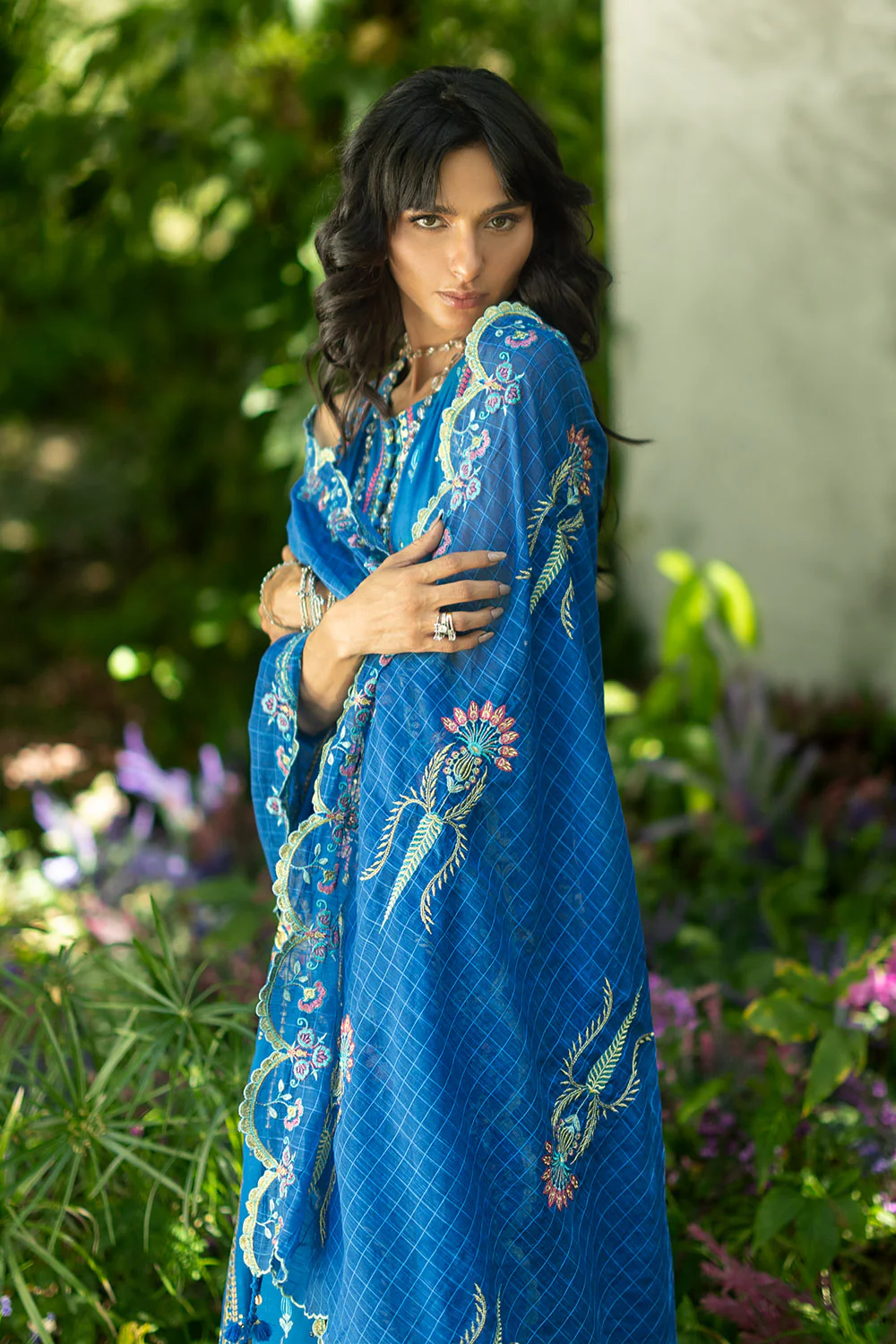 3 Piece Embroidered Lawn Suit with Embroidered Borders and Embroidered Paper Cotton Dupatta - Image 3