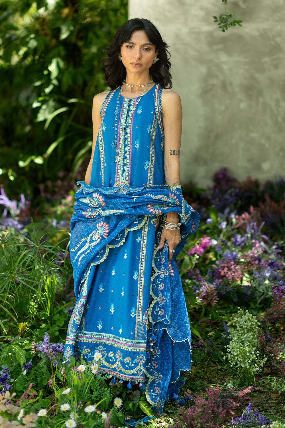 3 Piece Embroidered Lawn Suit with Embroidered Borders and Embroidered Paper Cotton Dupatta - Image 6