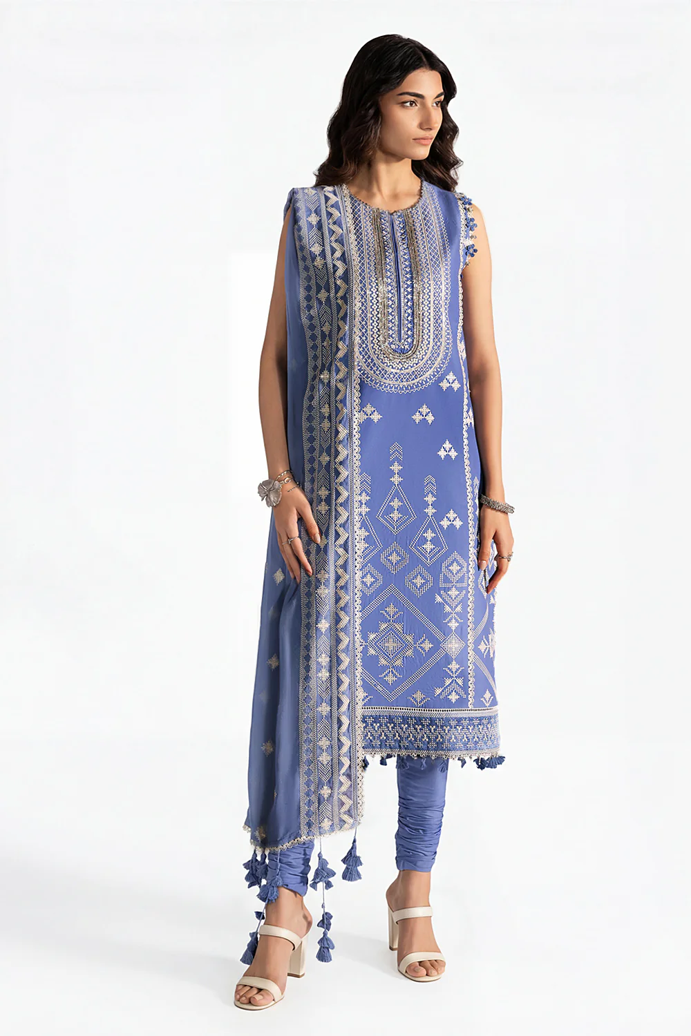 3 Piece Embroidered Lawn Suit with Embroidered Chiffon Dupatta