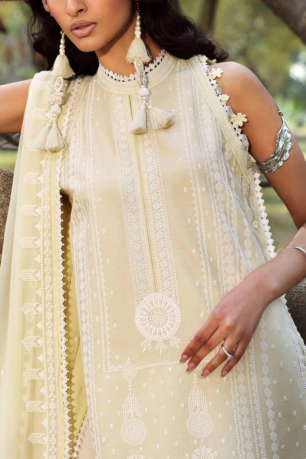 3 Piece Embroidered Lawn Suit with Embroidered Chiffon Dupatta - Image 2