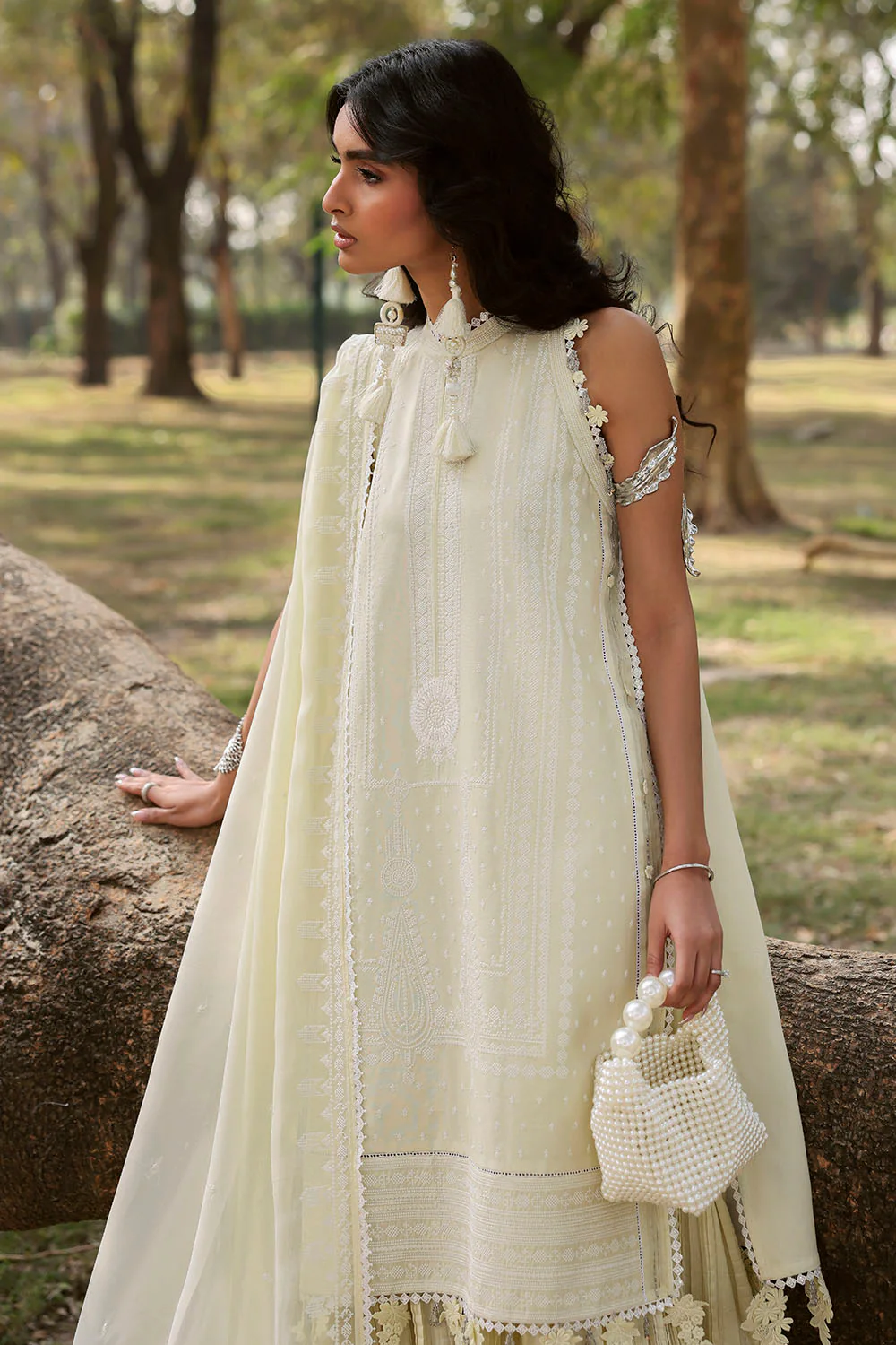 3 Piece Embroidered Lawn Suit with Embroidered Chiffon Dupatta - Image 3