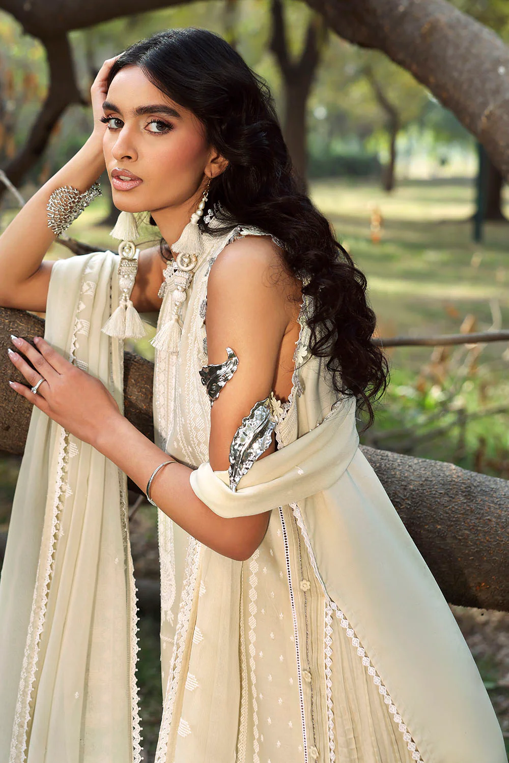 3 Piece Embroidered Lawn Suit with Embroidered Chiffon Dupatta - Image 4