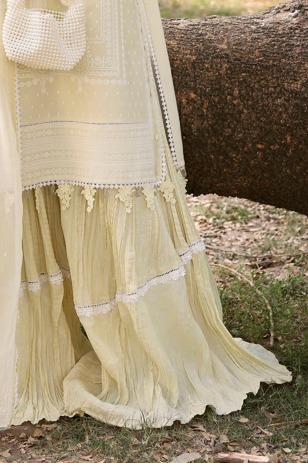 3 Piece Embroidered Lawn Suit with Embroidered Chiffon Dupatta - Image 5