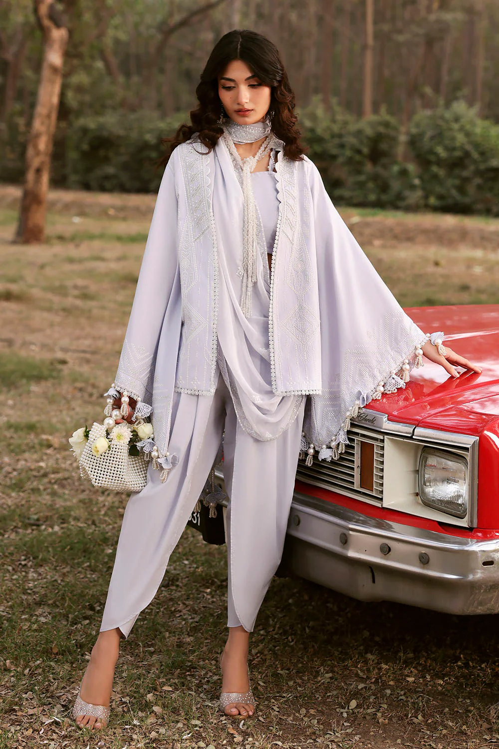 3 Piece Embroidered Lawn Suit with Embroidered Chiffon Dupatta - Image 3