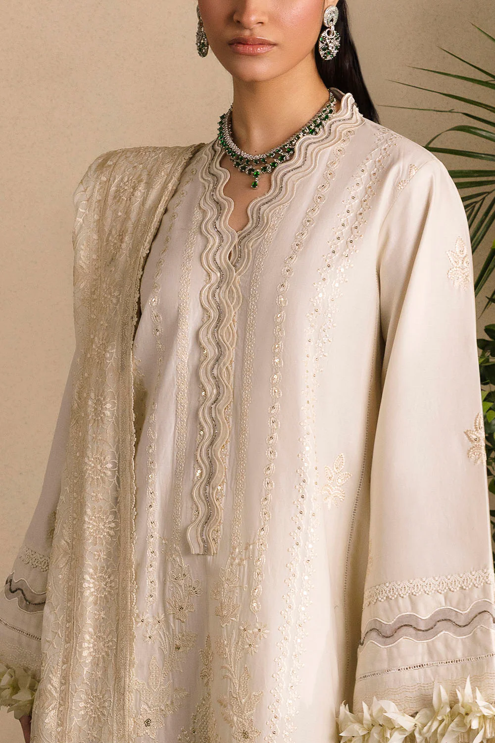 3 Piece Embroidered Lawn Suit with Embroidered Chiffon Dupatta - Image 2