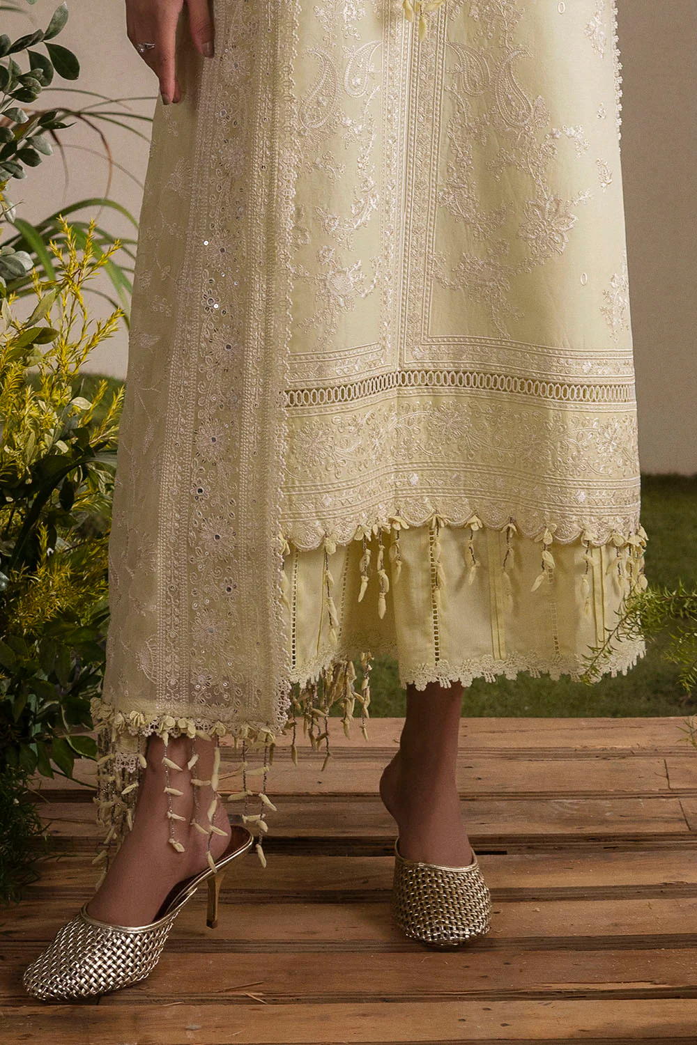 3 Piece Embroidered Lawn Suit with Embroidered Chiffon Dupatta - Image 5