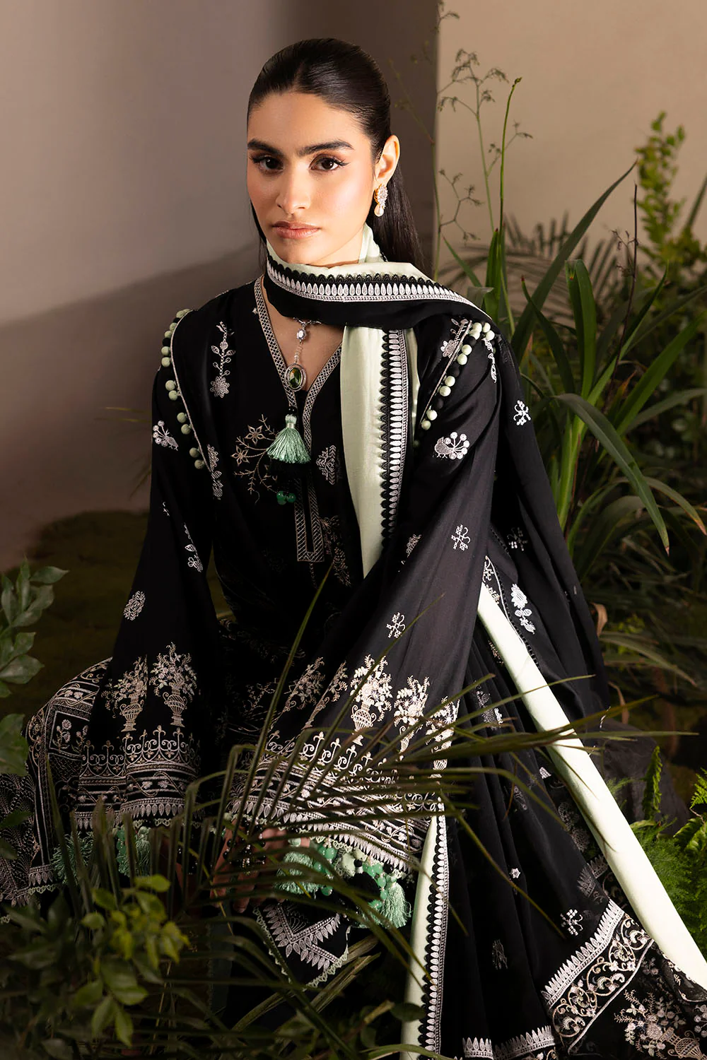 3 Piece Embroidered Lawn Suit with Embroidered Chiffon Dupatta - Image 5