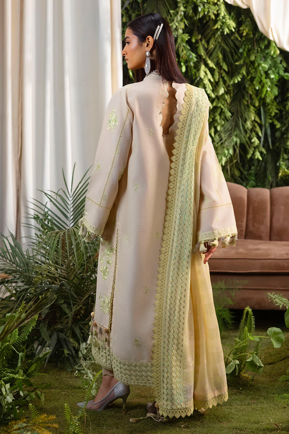 3 Piece Embroidered Lawn Suit with Embroidered Chiffon Dupatta - Image 3