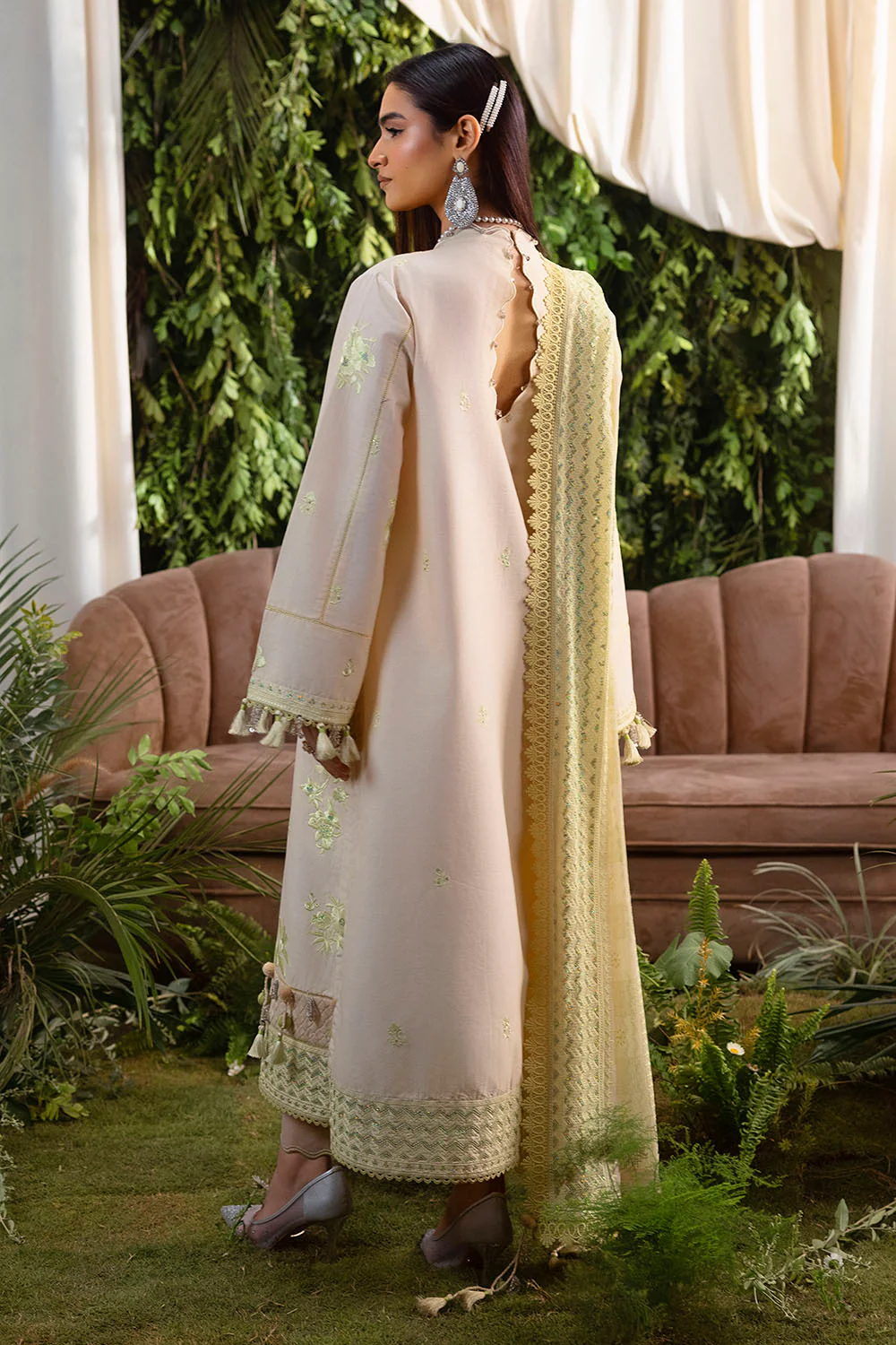 3 Piece Embroidered Lawn Suit with Embroidered Chiffon Dupatta - Image 6