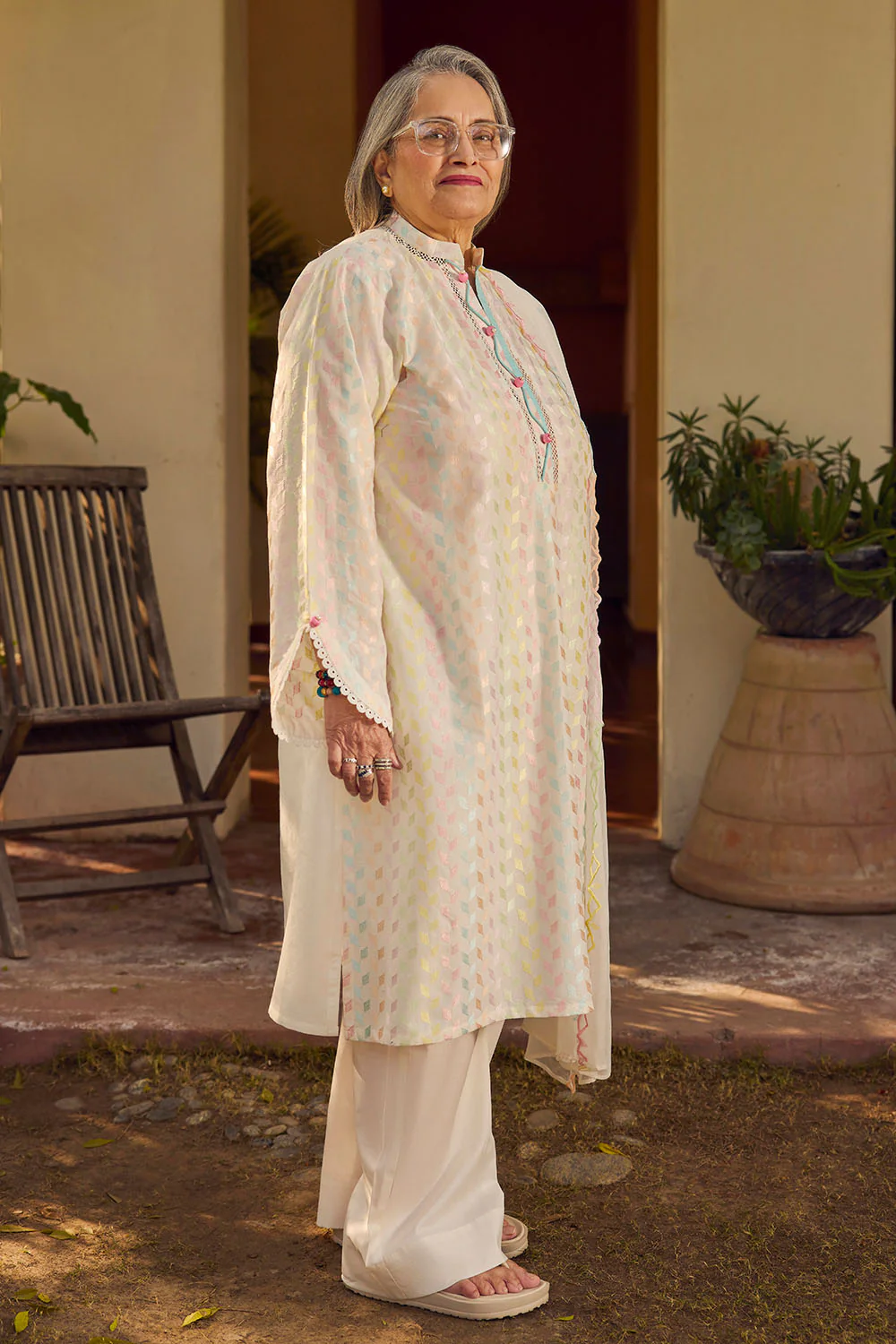 3 Piece Embroidered Lawn Suit with Embroidered Chiffon Dupatta - Image 3