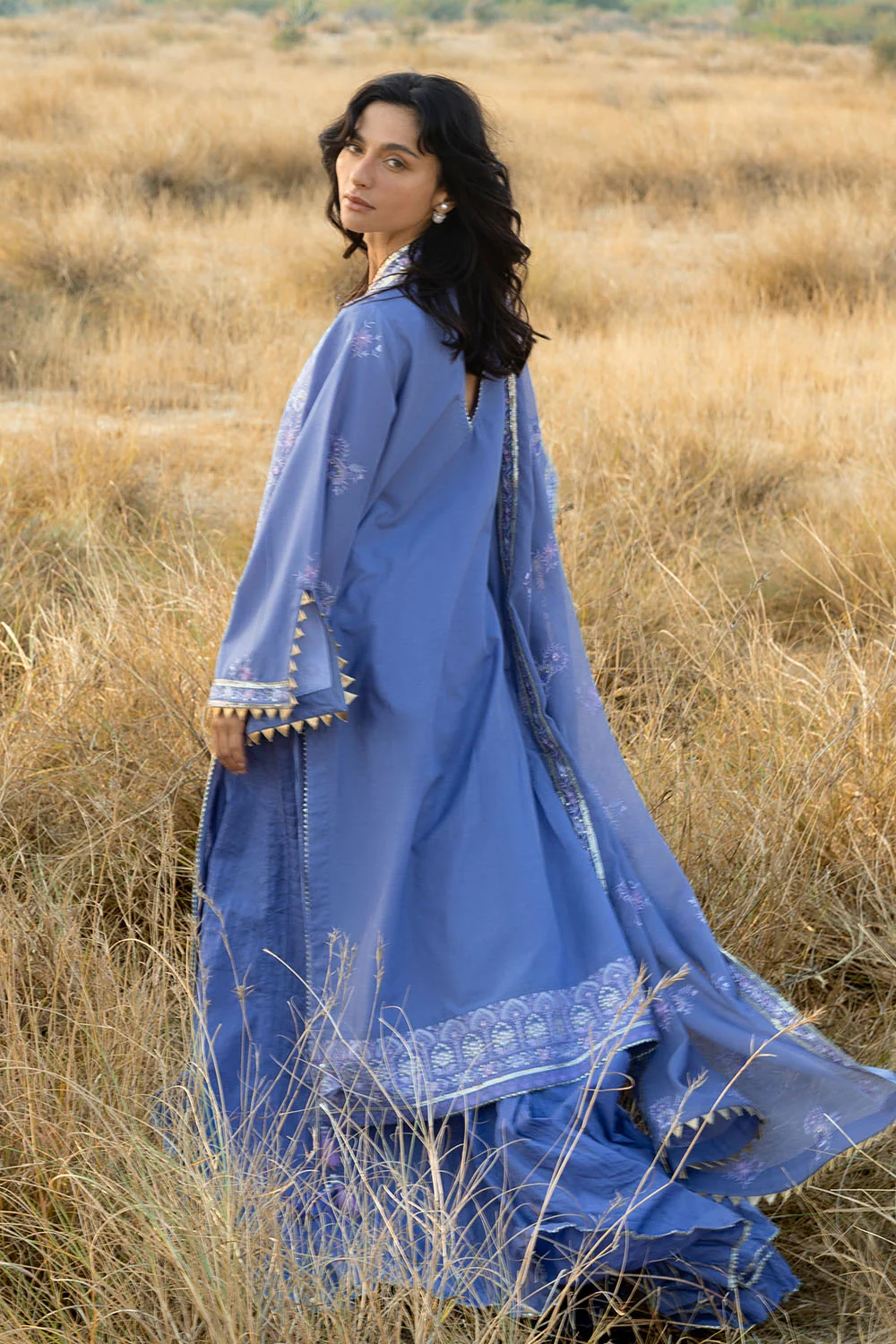 3 Piece Embroidered Lawn Suit with Embroidered Cotton Net Dupatta - Image 4
