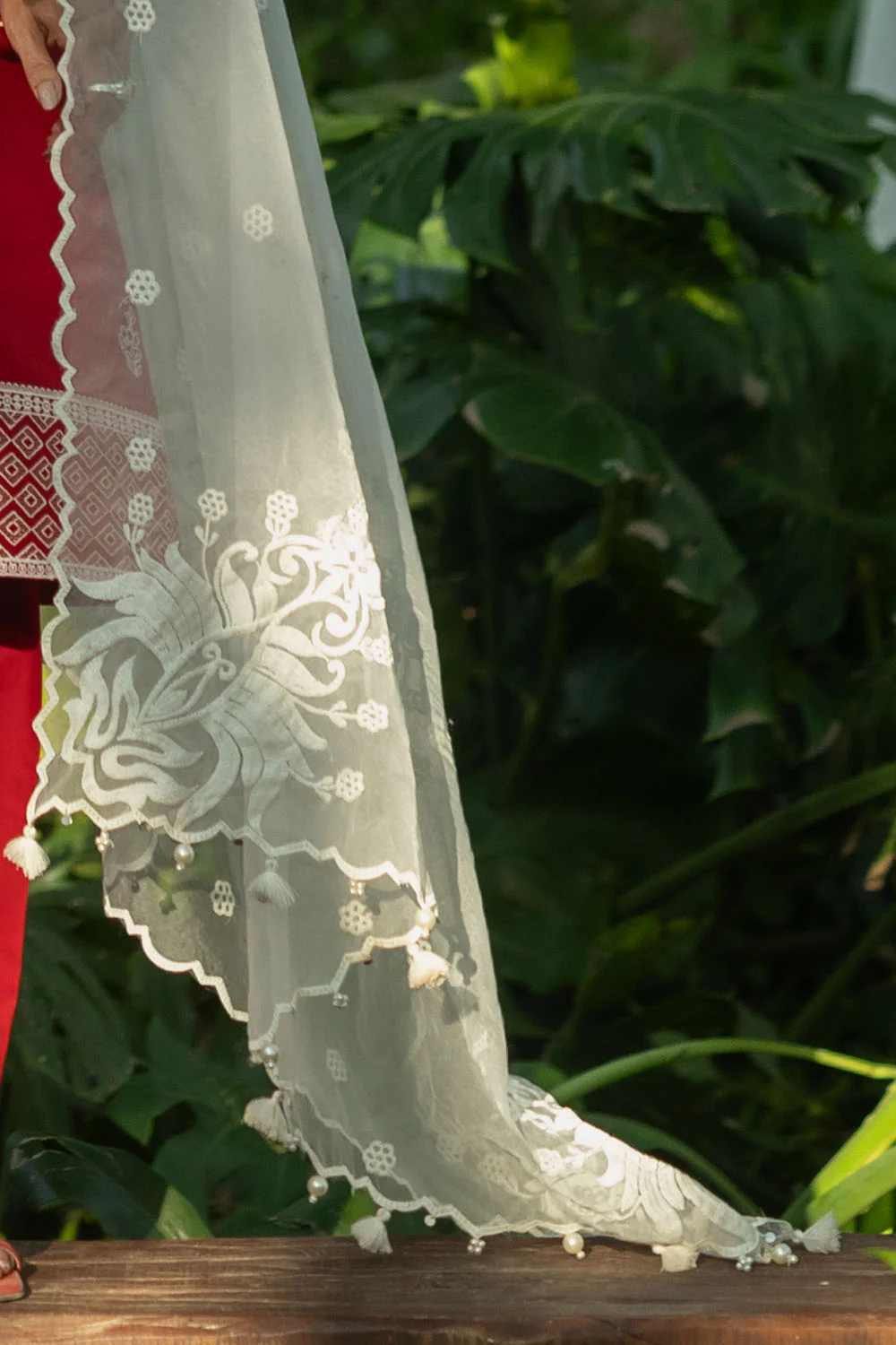 3 Piece Embroidered Lawn Suit with Embroidered Organza Borders and Embroidered Organza Dupatta - Image 5