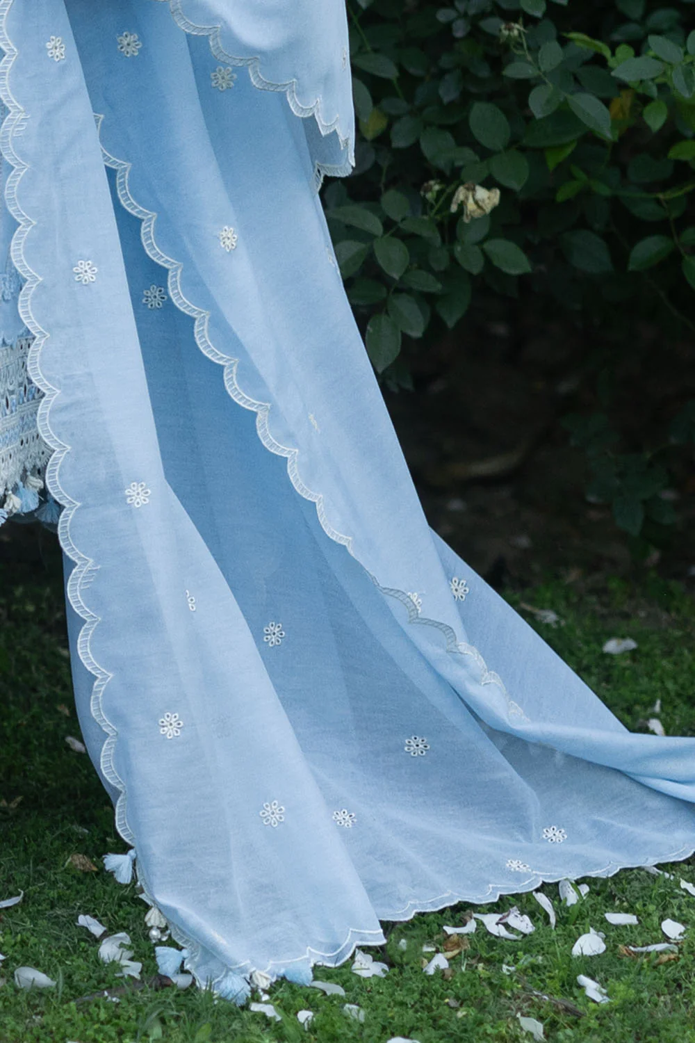 3 Piece Embroidered Lawn Suit with Embroidered Organza Borders and Embroidered Paper Cotton Dupatta - Image 6