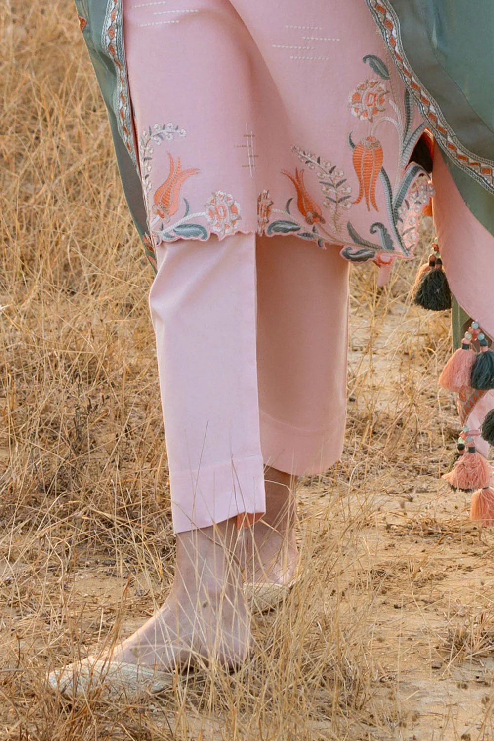 3 Piece Embroidered Lawn Suit with Embroidered Paper Cotton Dupatta - Image 5