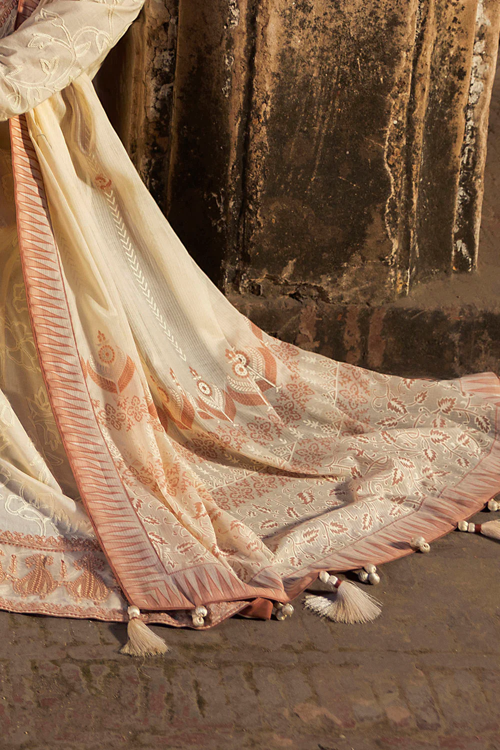 3 Piece Embroidered Lawn Suit with Lacquer Printed Denting Dupatta - Image 6